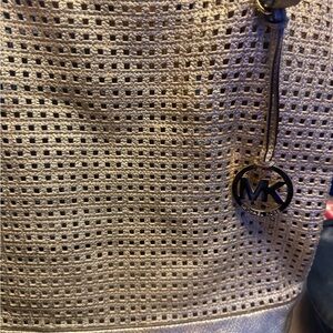 Michael Kors Metallic Gold Perforated Shoulder Bag